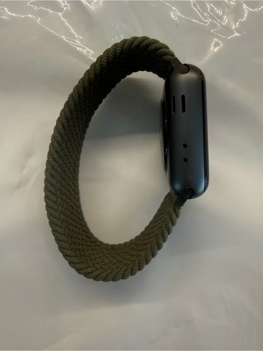 Apple Watch Series 3 38mm aluminum with olive green braided wrist band